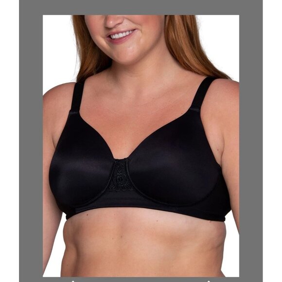 Vanity Fair 71380 Black Side Smoothing  Back Full Figure  Wirefree Bra 42DDD - Picture 1 of 5